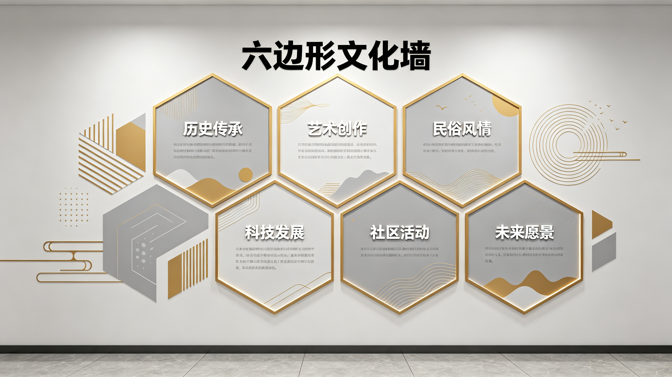 蓝山企业文化墙 | 六边形信息美学